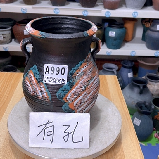红陶手工制作工艺花盆