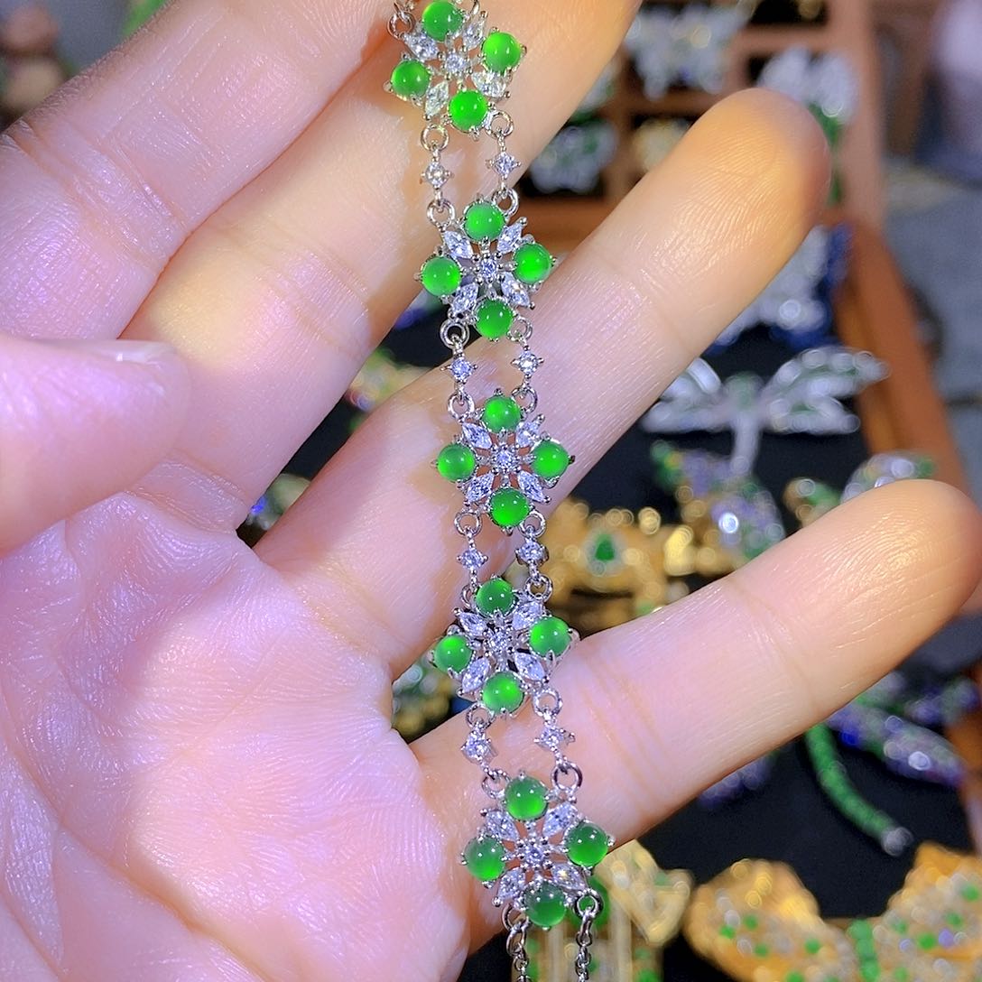 吊坠(不含链)银S925镶嵌翡翠