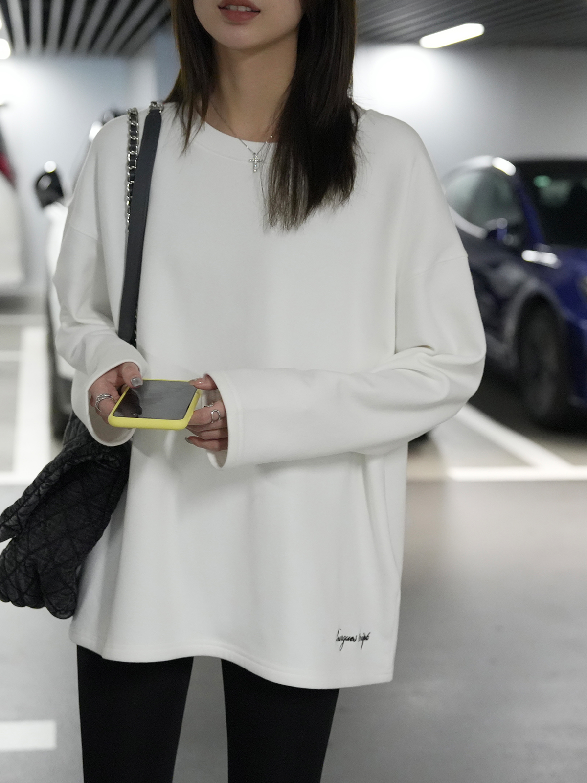 软糯好版型磨毛加绒长袖T恤女秋冬季内搭叠穿白色宽松上衣打底衫