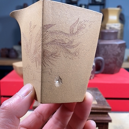 紫砂茶杯四方凤公道微瑕