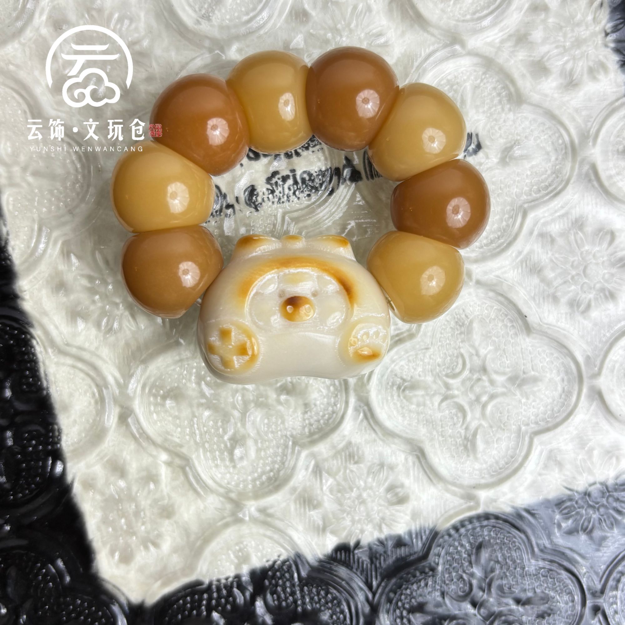 沐暖阳14mm 菩提根风化深浅蒜瓣手捻把件  CP023-2127