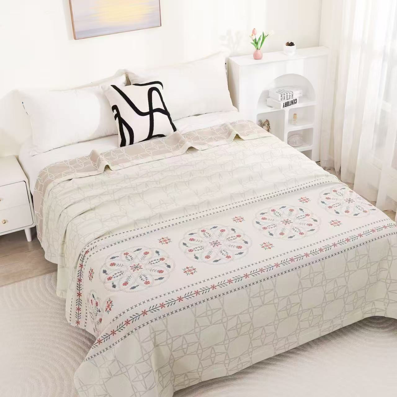 M【摩洛之星】230*250cm罗布麻精梳纱布四季通用多功能床盖透气机洗