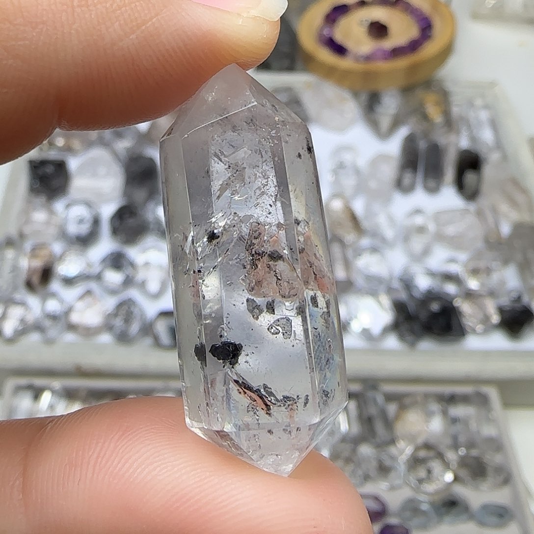 生***C未镶嵌水晶珠宝半成品闪灵双尖随形带流沙