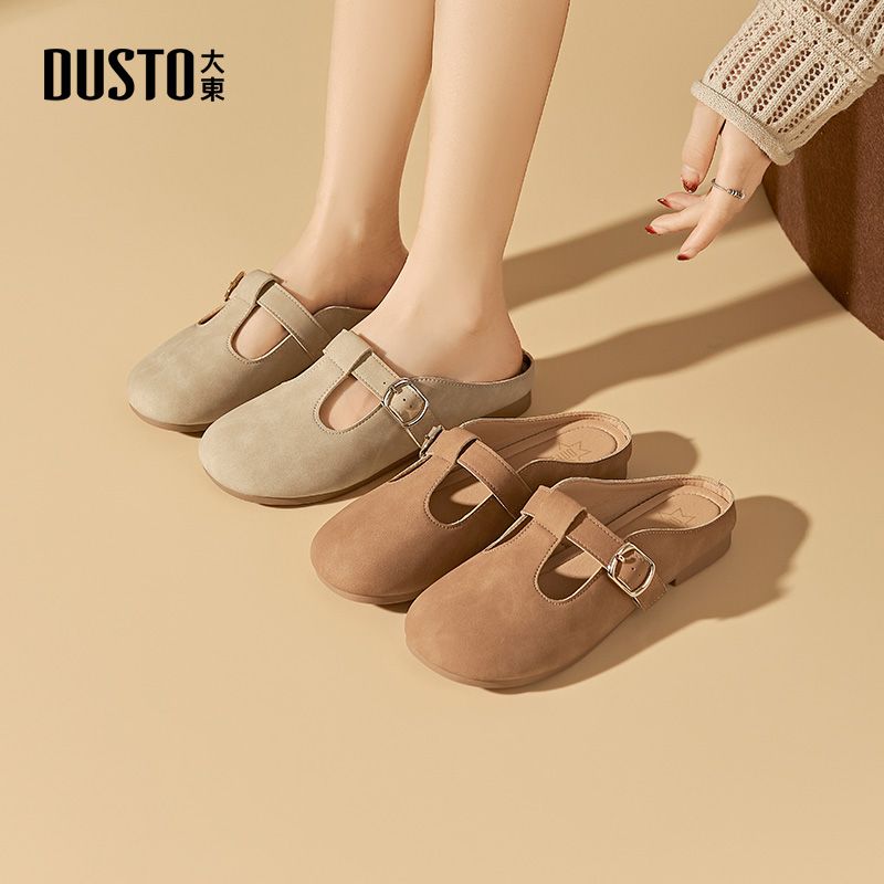 大东勃肯鞋拖鞋秋季新款平底内增高半拖舒适休闲百搭小众女鞋1245