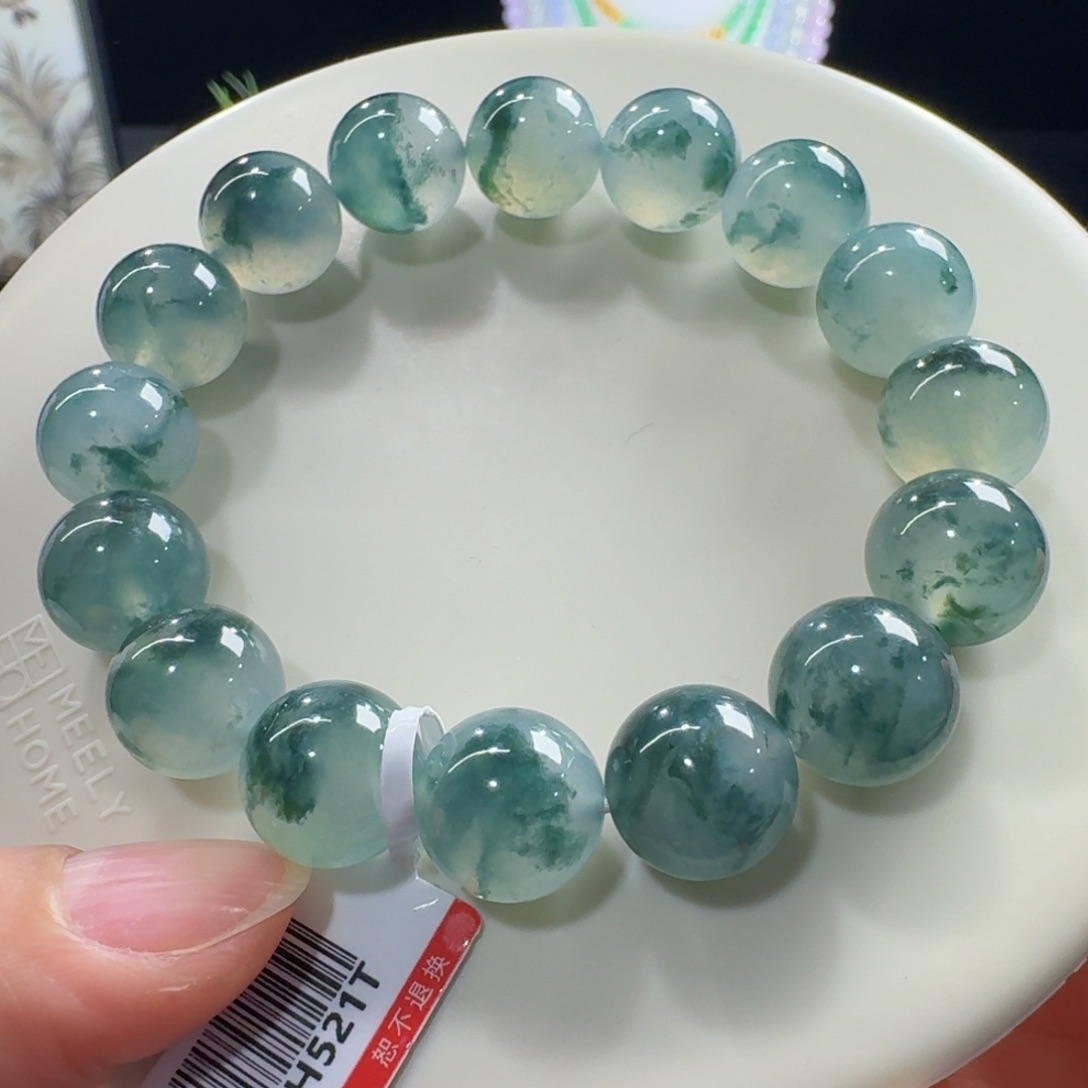 未镶嵌手链翡翠顺*种老飘蓝花单圈12.6mm