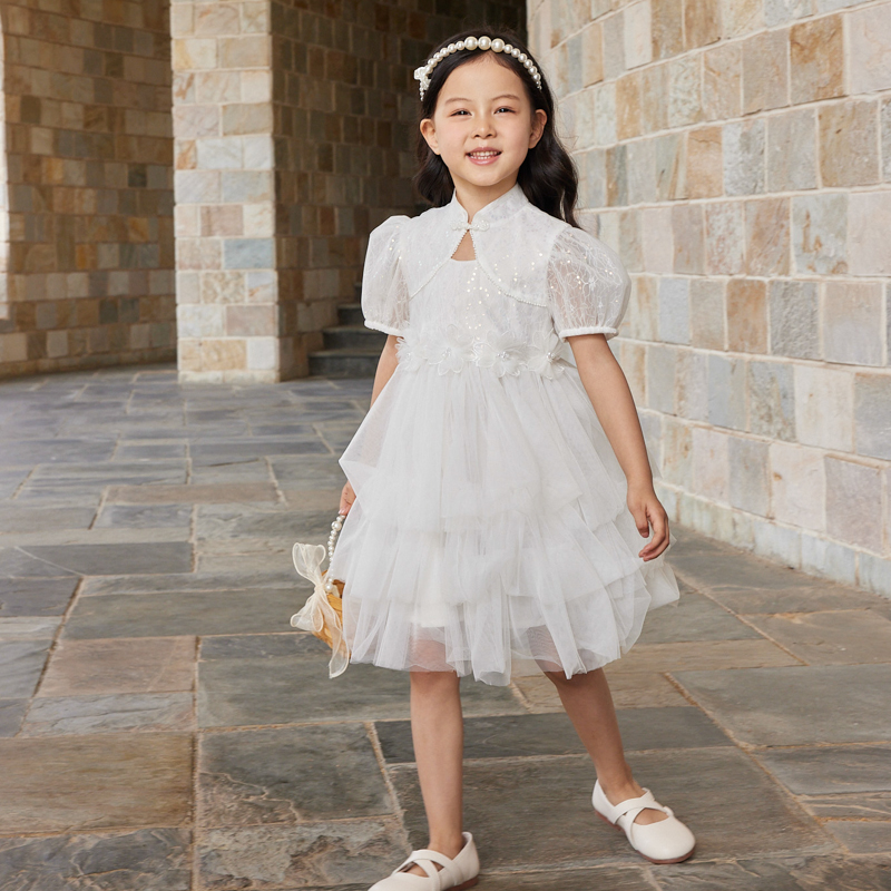 男生女生女小童蓬松轻盈亲肤柔软短袖连衣裙NDLCJ24702*