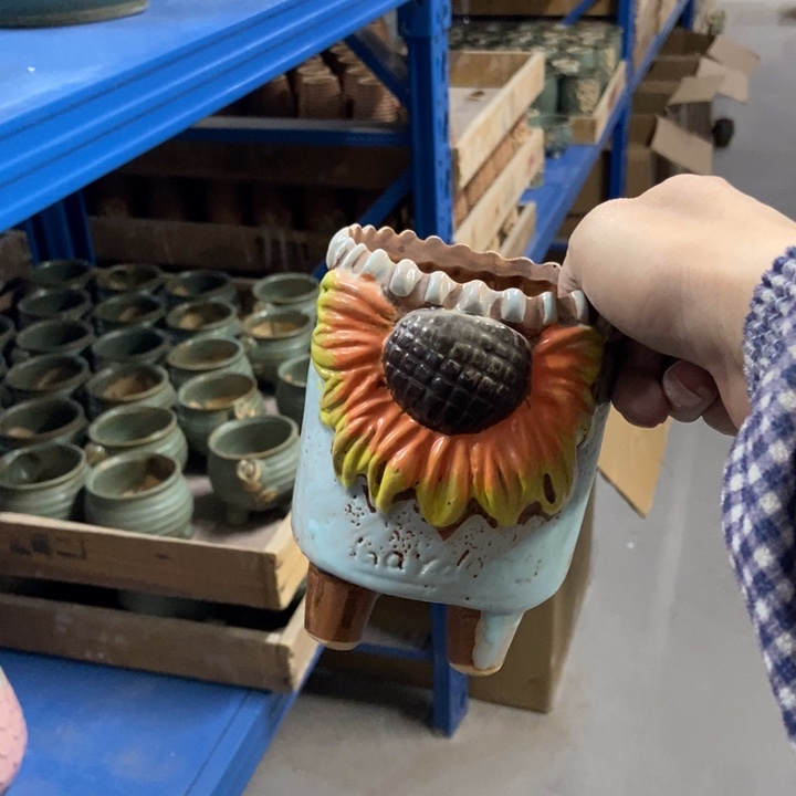 陶瓷花盆单场满9.9发9*13蓝