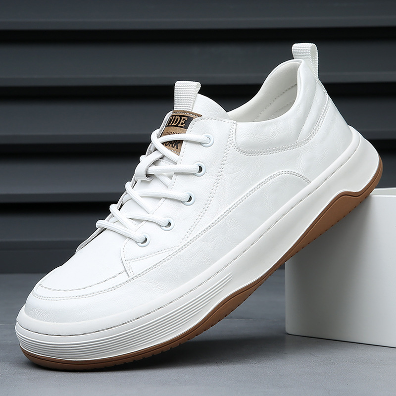 2025春季新款男鞋透气板鞋欧洲站男鞋歪头小白鞋百搭休闲溶解鞋潮