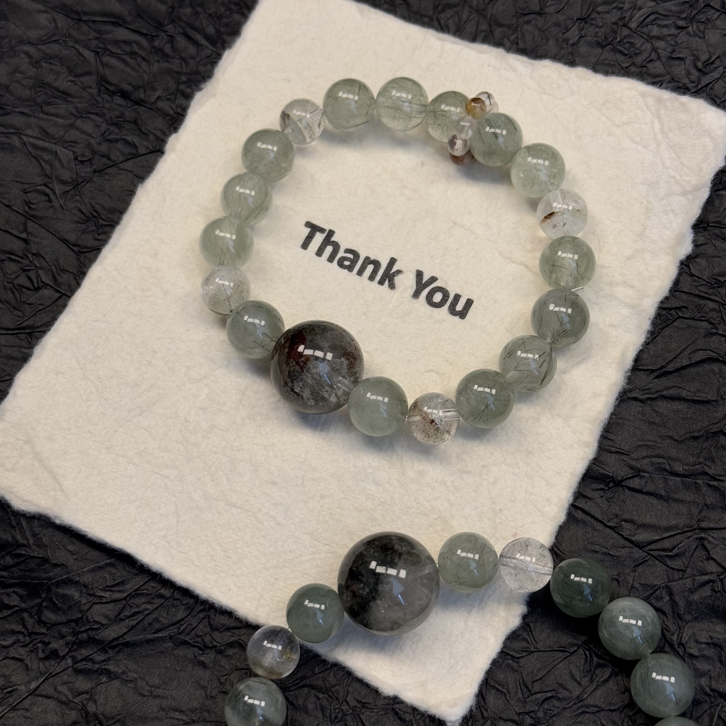 【绿野】天然绿发晶➕绿幽灵顶珠原创设计手串10mm+多样性发一W108