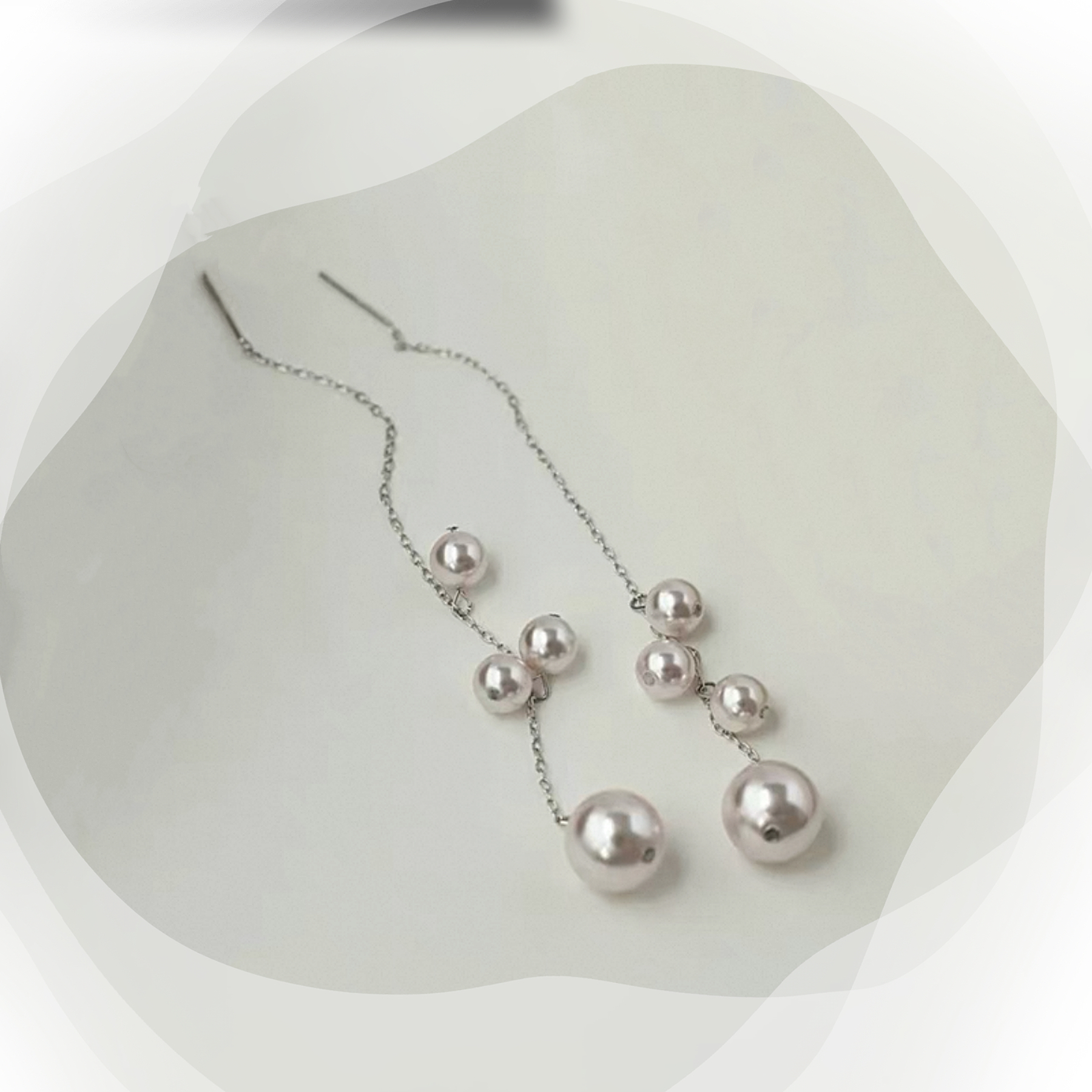 钛钢仿珍珠耳饰 1412钛钢曼塔玫瑰满串贝珠耳线