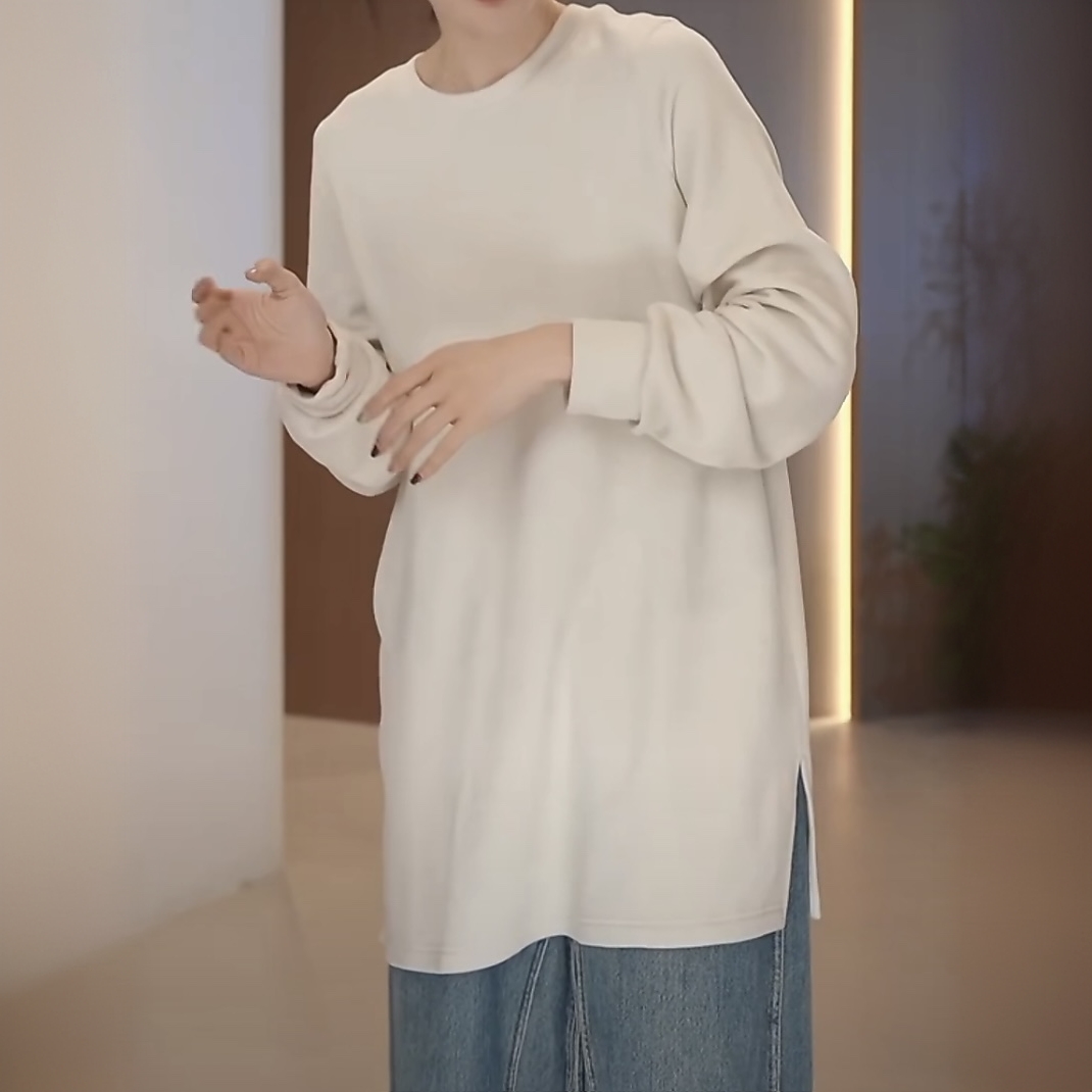 孕妇秋衣中长款普通款圆领春秋冬加厚打底衫百搭长袖宽松时尚外出