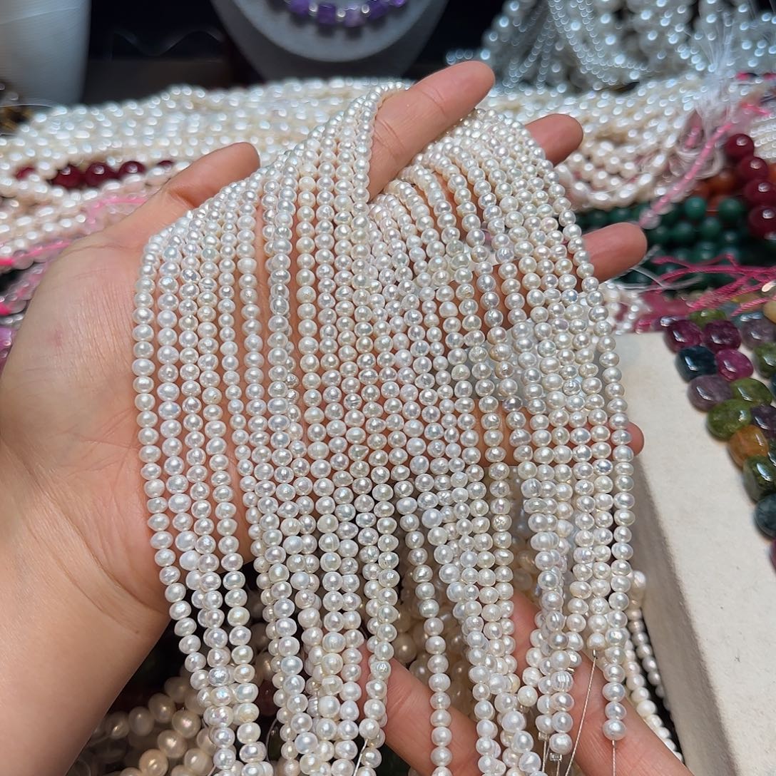 玛瑙/玉髓合金珠宝半成品5mm接近正圆刮粉珍珍一条
