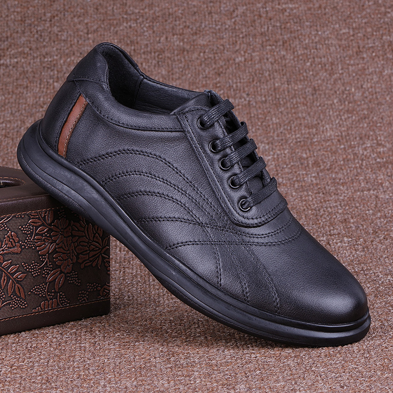 潮牌真皮运动男鞋春季新款头层牛皮防滑软底男士休闲旅游跑步男鞋