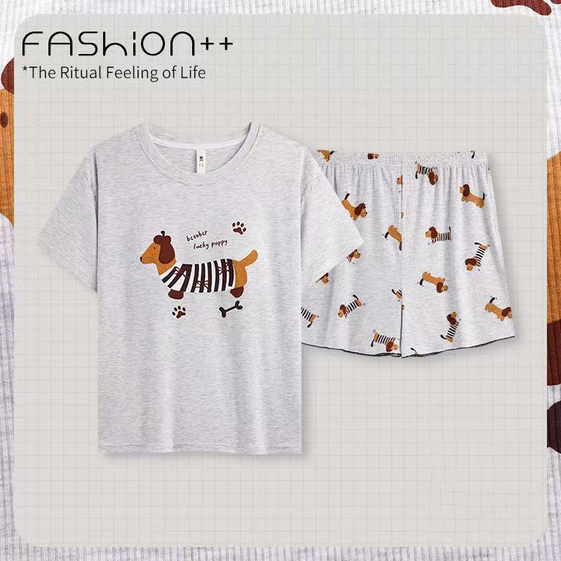 新款睡衣2025夏季爆款高端短袖二件套腊肠狗休闲甜美宽松家居服