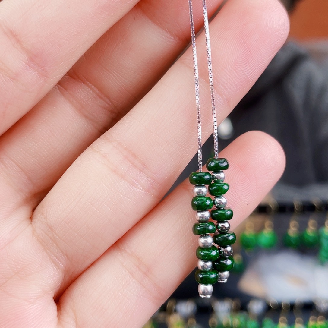 翡翠银S925镶嵌耳饰