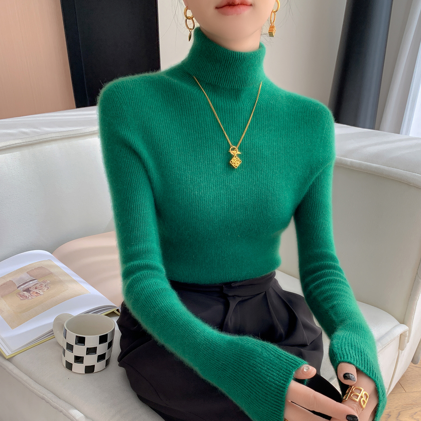 23【羊绒】秋冬新款一线成衣女高领针织衫长袖套头羊绒衫 清仓~