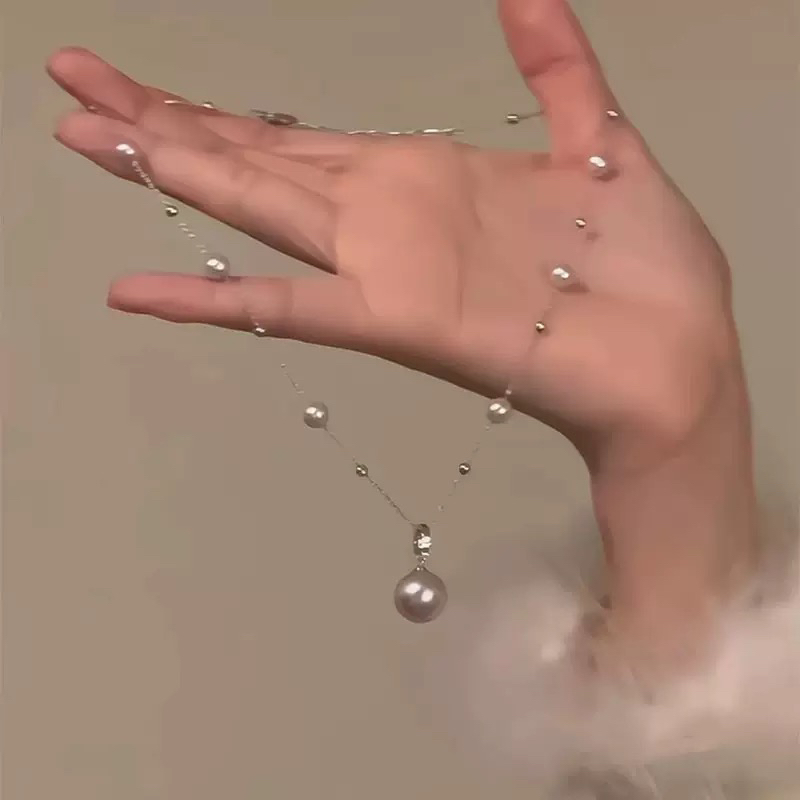 钛钢仿珍珠项链 曼塔玫瑰戴妃款满天星粉色珍珠项链高级感【202】