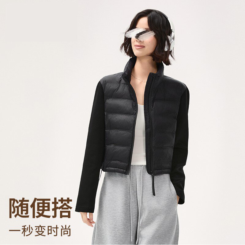 秋冬季新款拼接运动棉服外套女微胖mm修身休闲潮流短款时尚上衣女