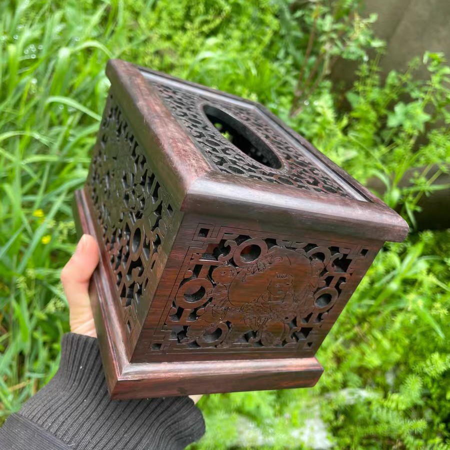 特价纸巾盒中式客厅摆件实木质红酸枝纸巾盒雕花抽纸盒餐巾纸盒