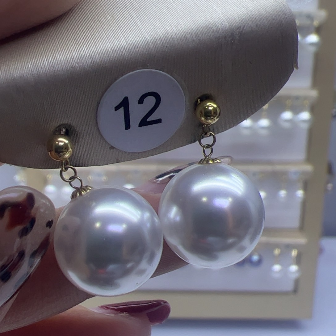 淡水珍珠耳饰18K金镶嵌
