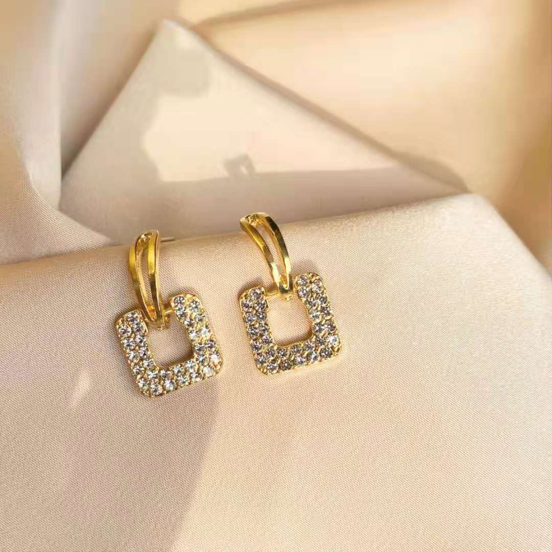 韩版简约气质潮流方形几何耳坠时尚百搭XC817