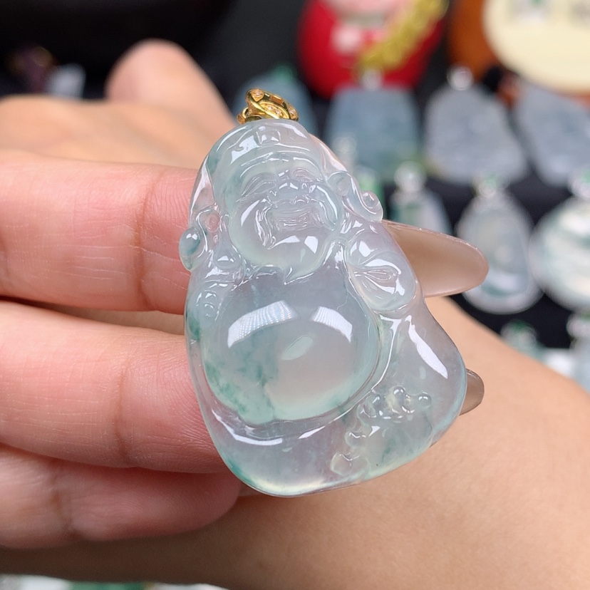 【闪购商品】翡翠颈饰18K金镶嵌财神