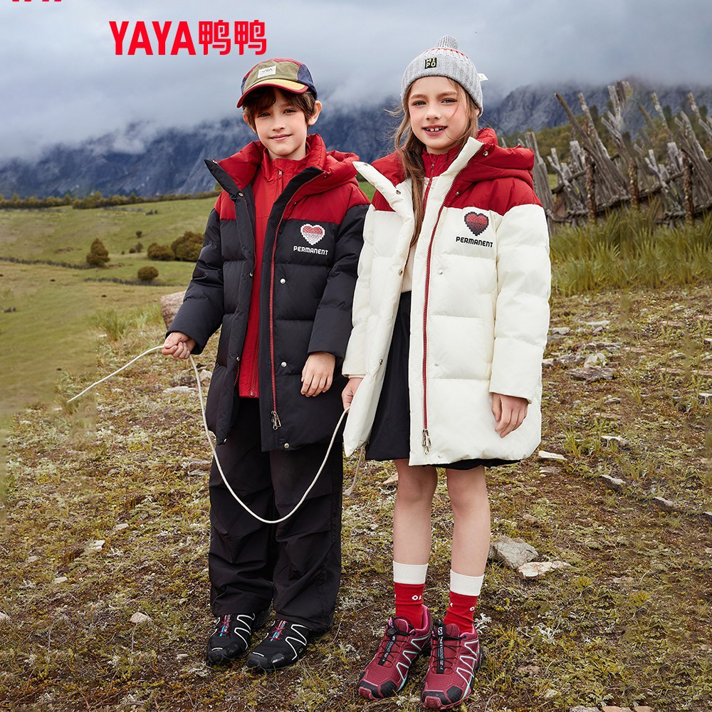 YAYA/鸭鸭儿童羽绒服男女童2025中长款加厚保暖学生中大童装外套