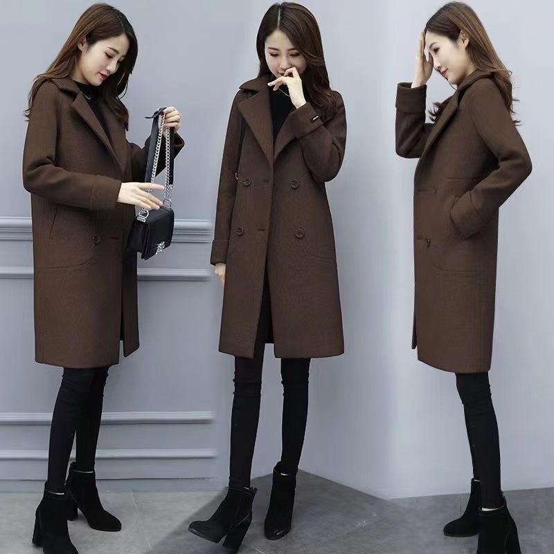 加厚新款毛呢外套时尚呢子大衣中长款外套女宽松冬季毛呢显瘦气质