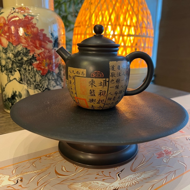 建水紫陶/陈学老师残贴微雕壶