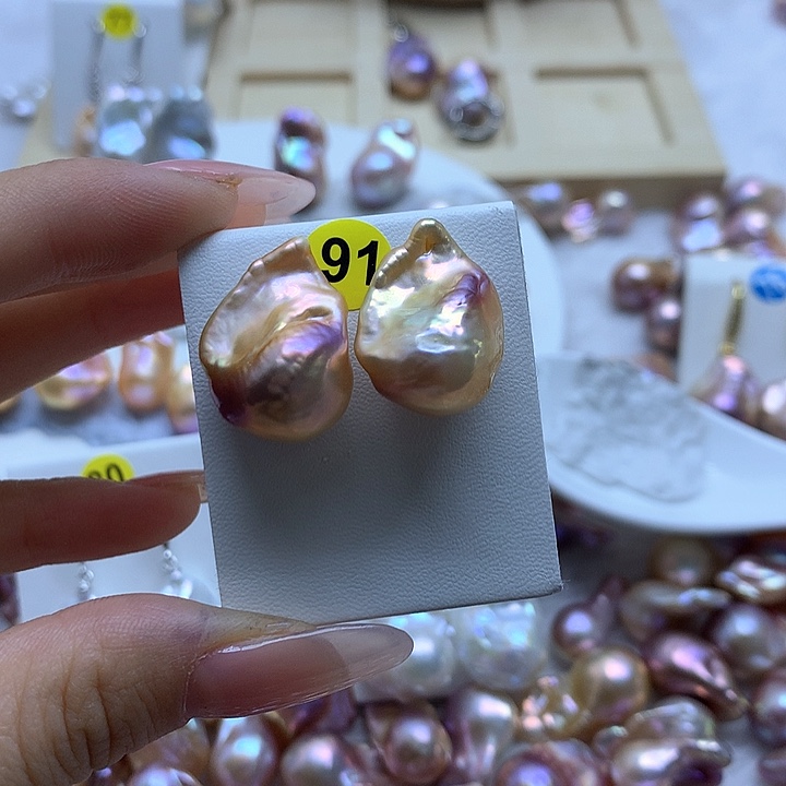 淡水珍珠耳饰银S925镶嵌