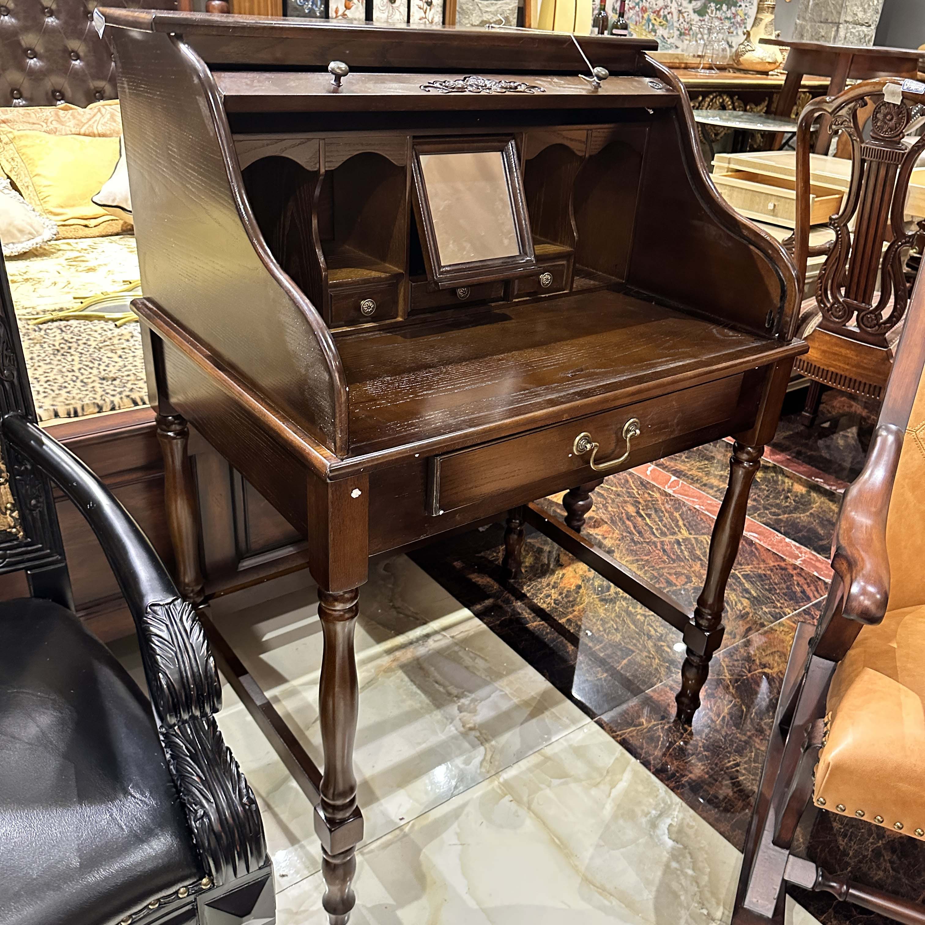 梳妆台美式轻奢新中式复古客厅古典欧式雕花80*61*112玄关办公