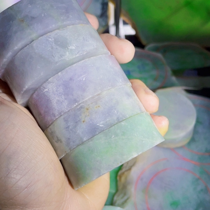 相***6翡翠未镶嵌挂件手镯心