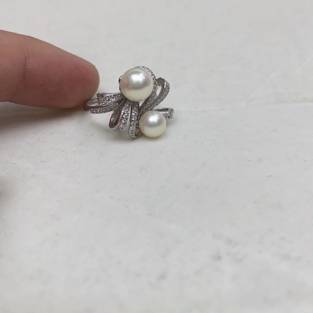 戒指海水珍珠银S925镶嵌