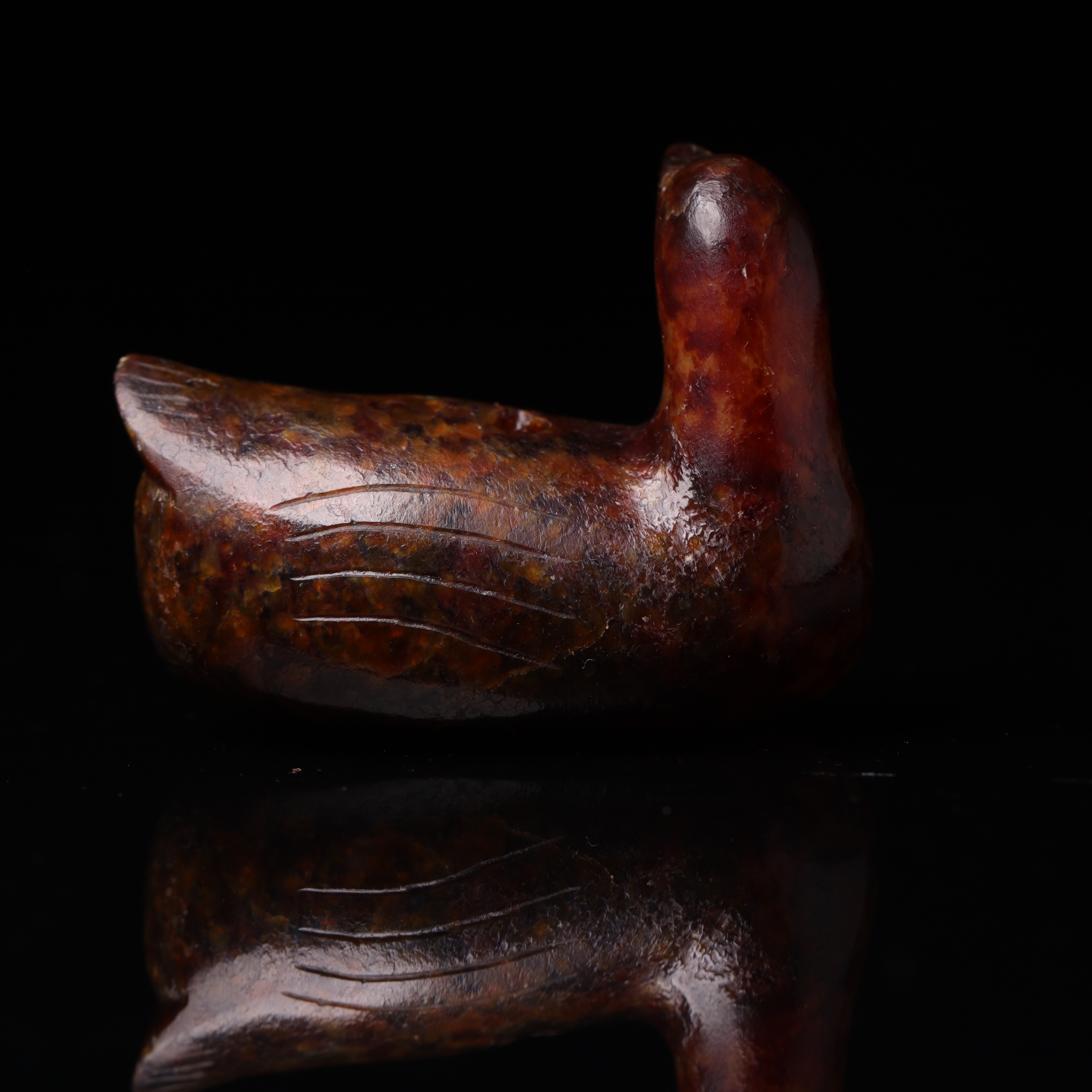 明代和田玉野凫花件-NX