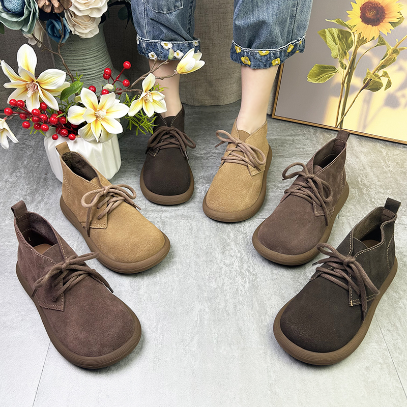 2026秋季单皮复古风厚底时尚短靴休闲百搭软底英伦风靴子2612-8