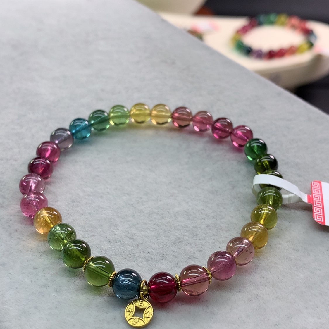 【闪购商品】碧玺手链未镶嵌碧玺艳丽色标单圈6.3