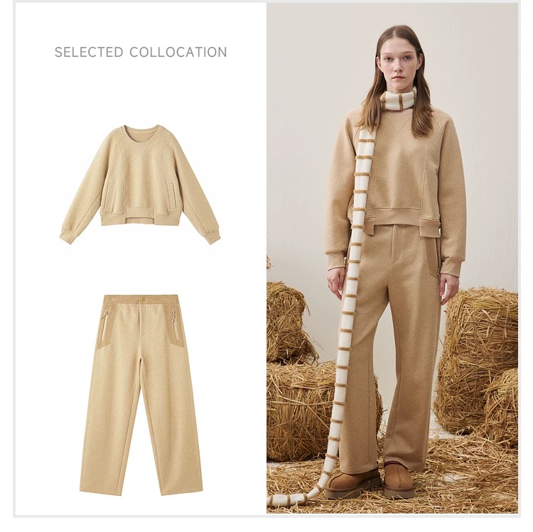 MD谜底圆领卫衣长袖25年冬季新品亲肤绒感百搭插肩袖女254MV1676