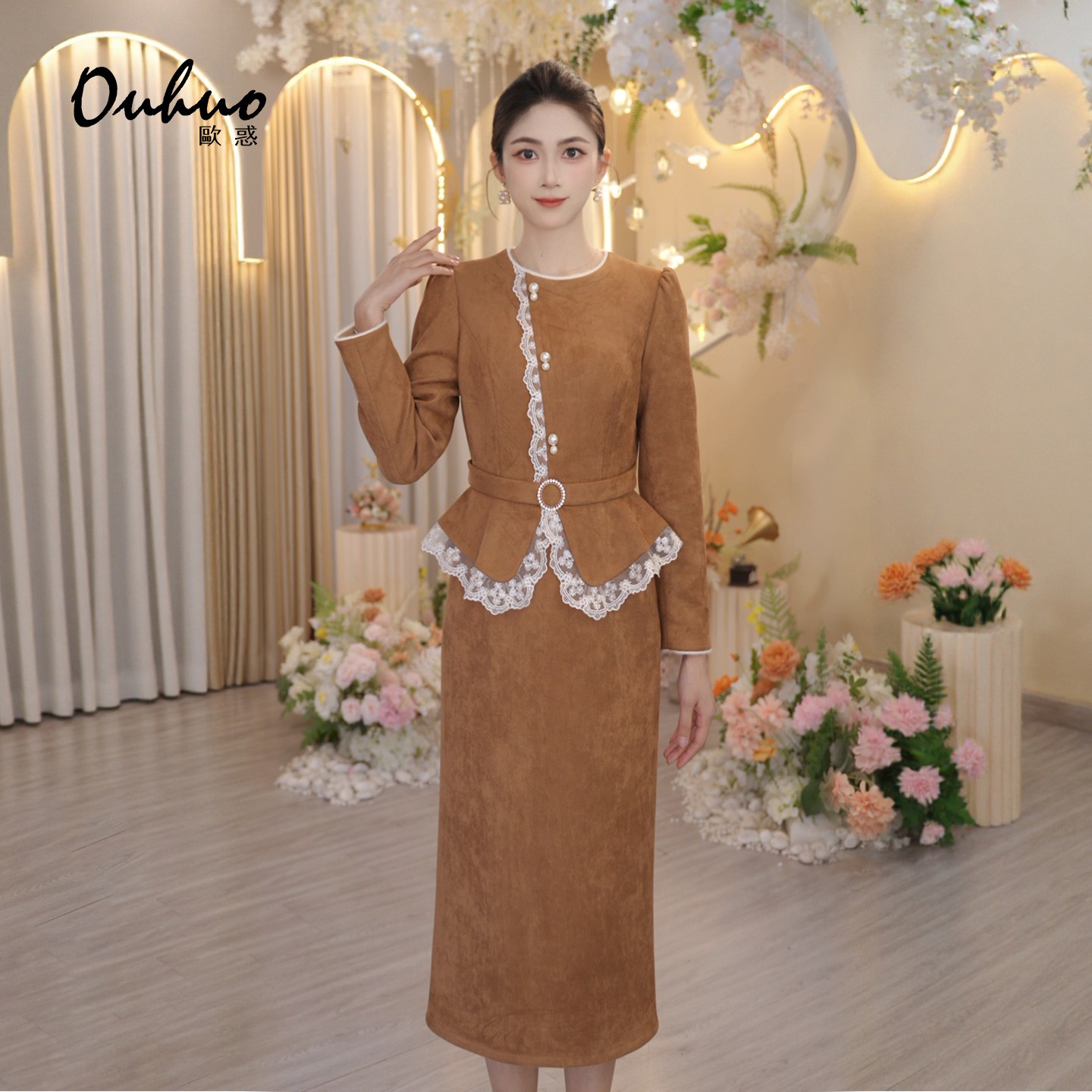 【米米定制】2025年秋冬新款静奢风复古优雅时尚连衣裙OHDRI11055