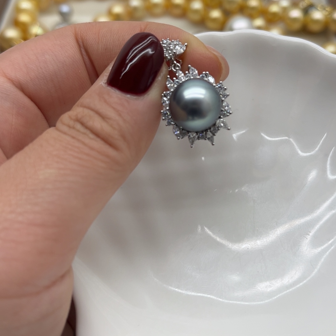 吊坠(不含链)银S925镶嵌海水珍珠