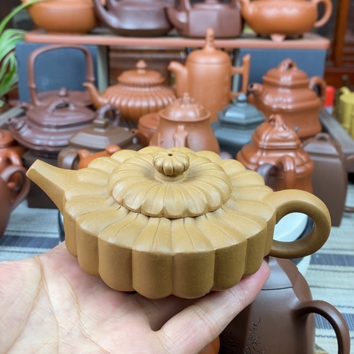 紫砂茶壶梅花周盘150cc原矿黄金老段特价