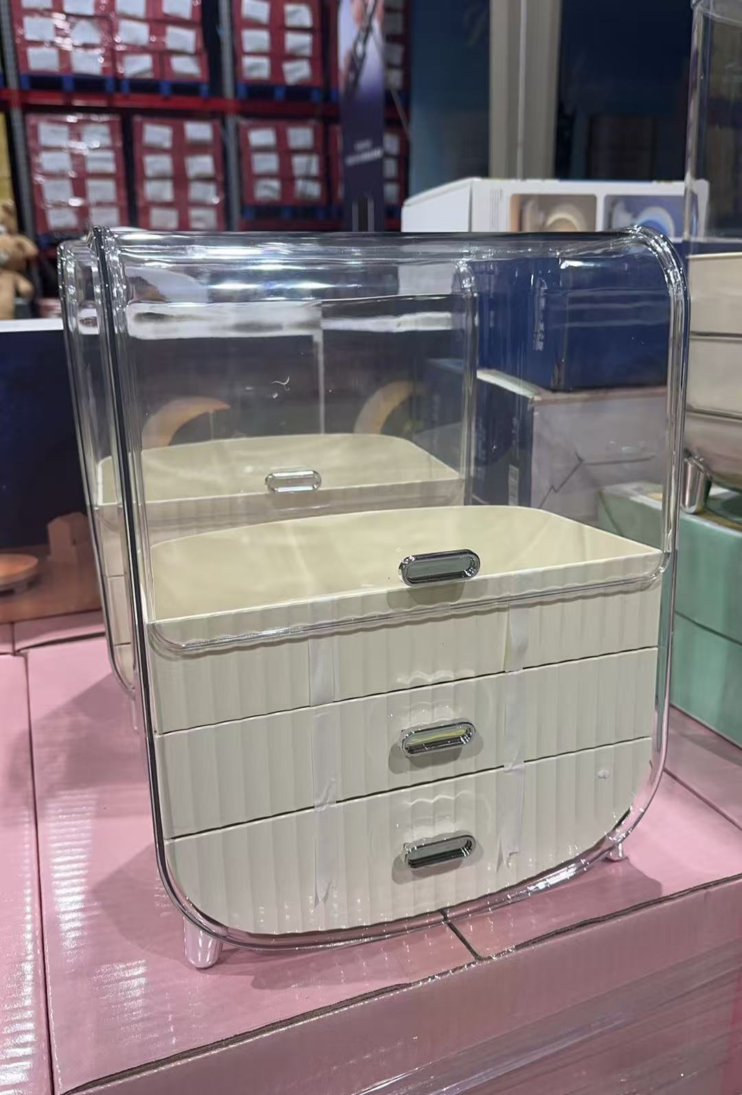 轻奢化妆品收纳盒大容防尘透明桌面梳妆台护肤口红置物架整理箱