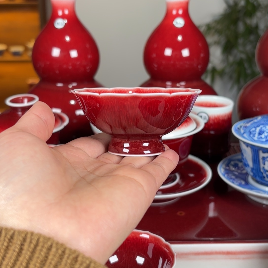 杯景德镇原矿郎红杯花口
