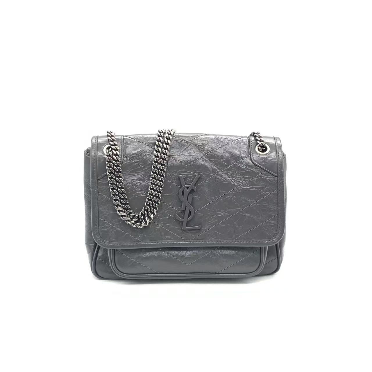 99新 YSL/圣罗兰 【安则专属】灰色小号niki链条包/D扣