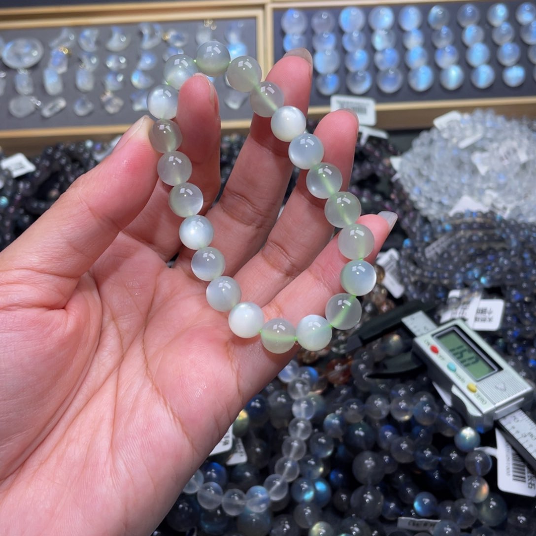 月光石手链未镶嵌绿体白月光手链9.3m