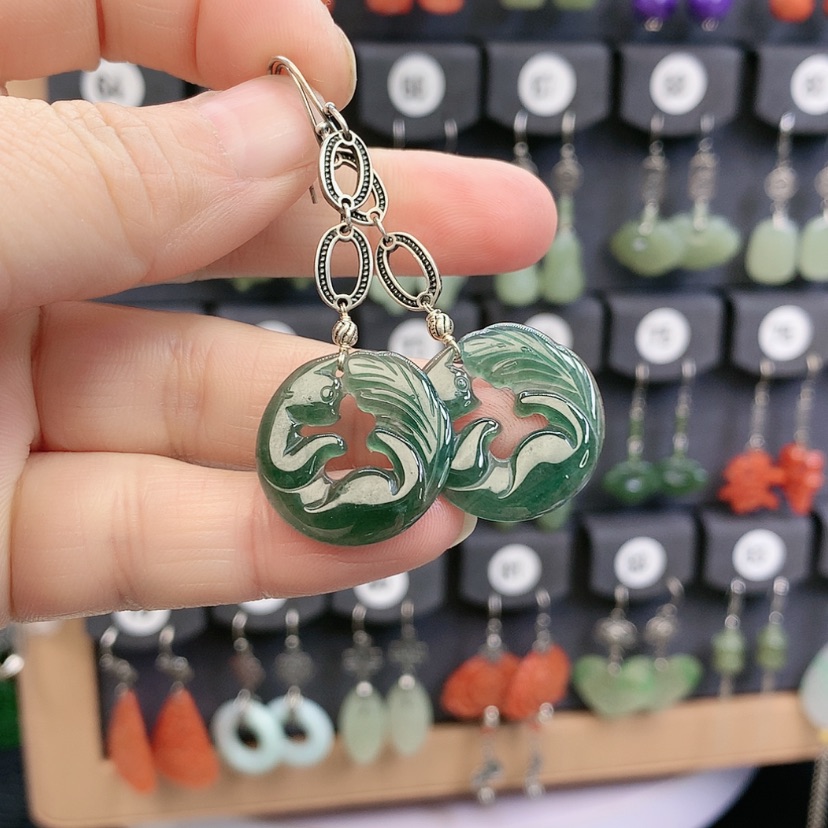 【闪购商品】翡翠耳饰银S925镶嵌精美