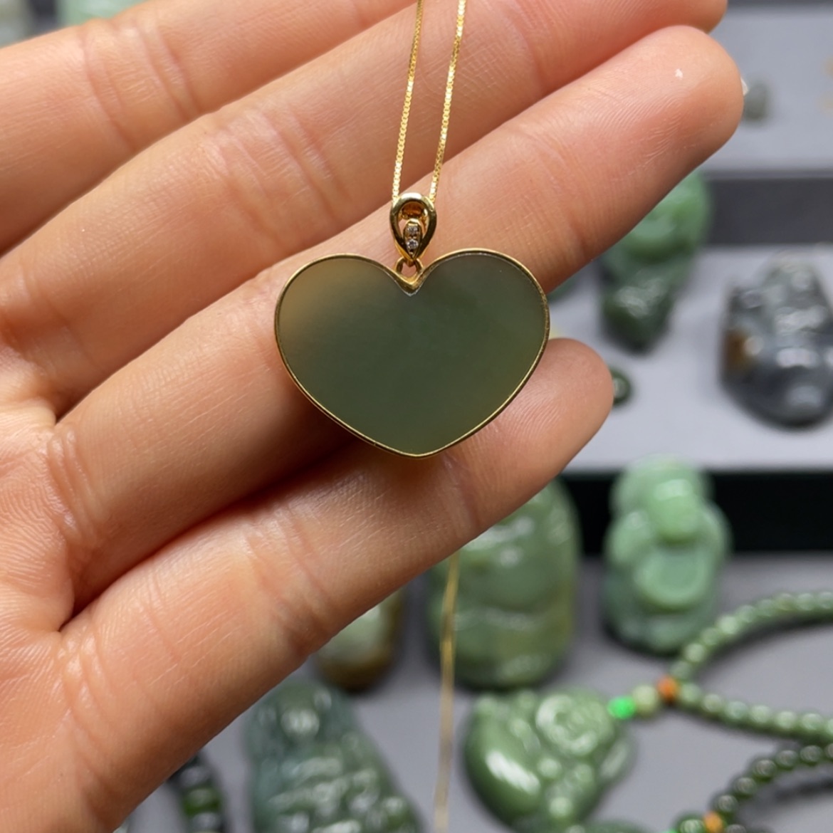 【闪购商品】和田玉吊坠18K金镶嵌