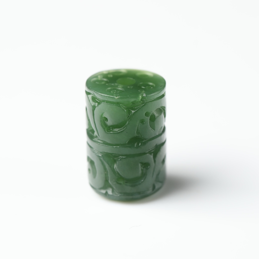 和田碧玉菠菜绿圆柱形路路通