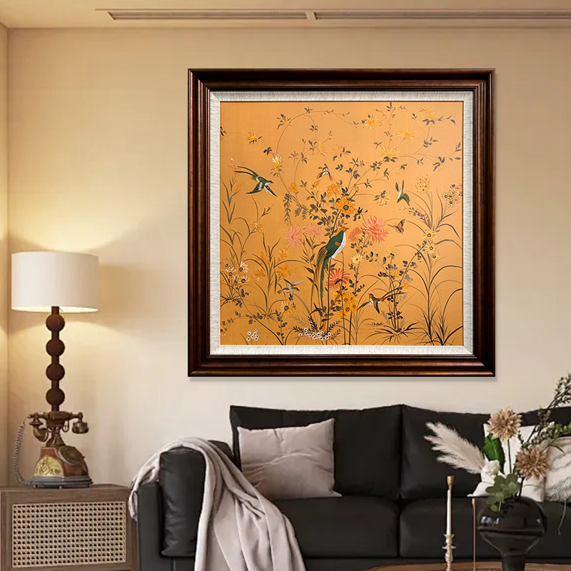 【福满枝头】原创中古法式客餐厅装饰画手工油画美式新中式卧室挂画