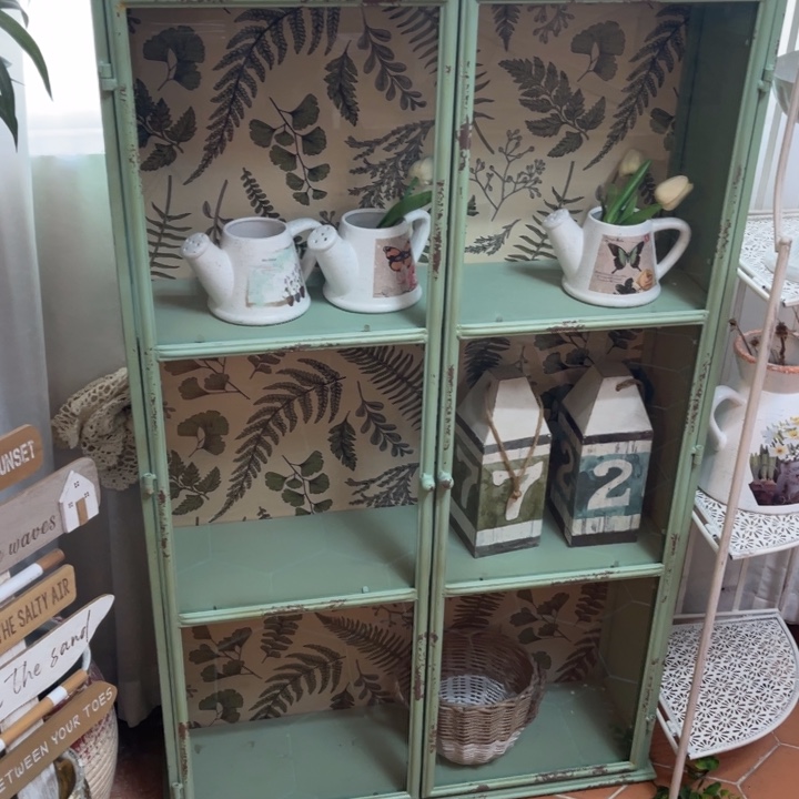 紫***菱铁铁艺绿色柜子复古安提克斯