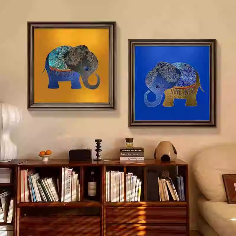 大象装饰画美式玄关挂画客厅沙发背景墙餐厅走廊客厅背景墙挂画
